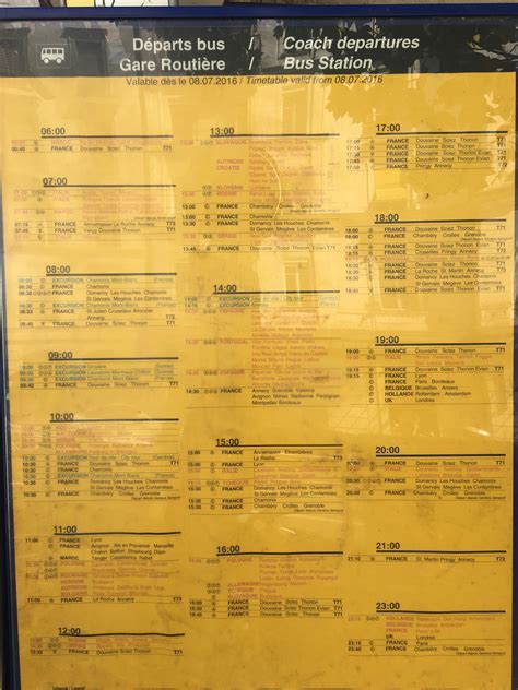 Gare Routiere Departure Timetable | Geneva.info