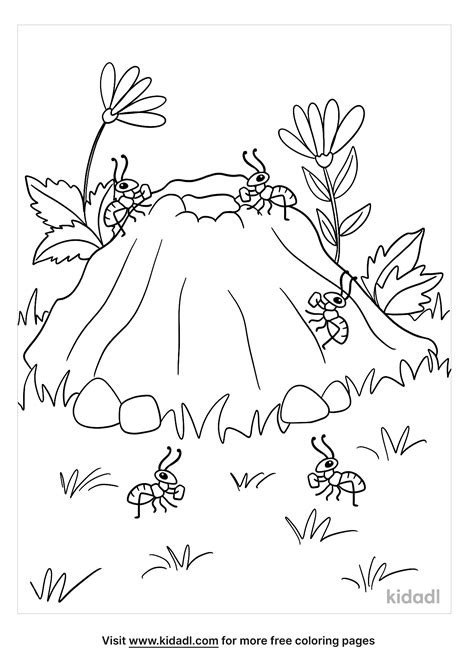 Ant Hill Coloring Page. Free Bugs Coloring Page - Coloring Home