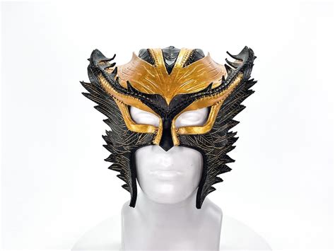 Winged Helmet Genuine Leather Mask - Etsy