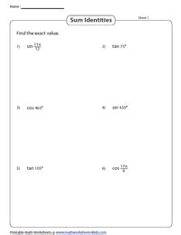 Trig Identities Worksheet Double Angle