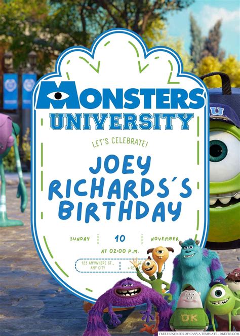 Monsters University Birthday Invitation | Download Hundreds FREE PRINTABLE Birthday Invitation ...