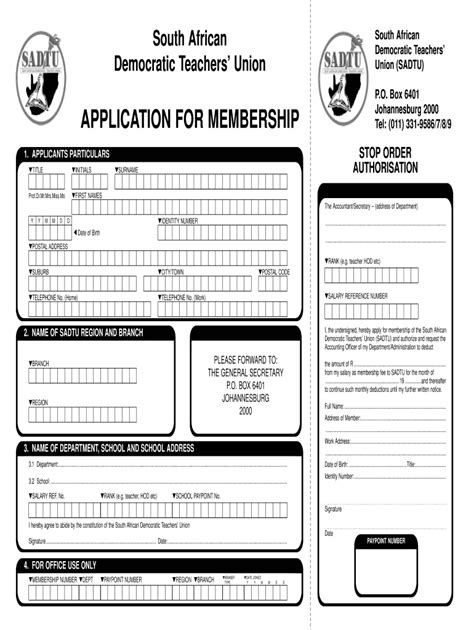 Sadtu membership form: Fill out & sign online | DocHub