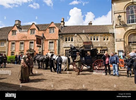 Corsham Wiltshire 6th May 2014 Filming the BBC drama Poldark on location in Corsham Wiltshire ...