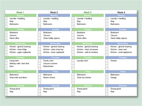 EXCEL of House Cleaning Schedule.xls | WPS Free Templates