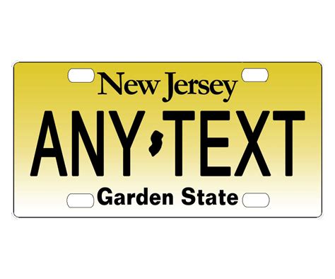 Custom, personalized state license plate - New Jersey - Standard Size - Accessories