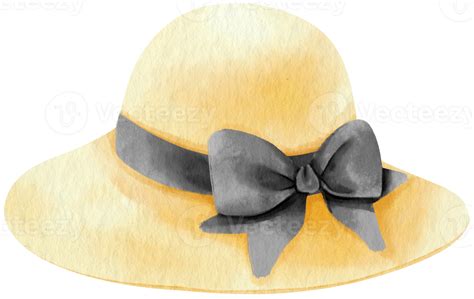 Cute Yellow Hat watercolor illustration for Summer Decorative Element 9788497 PNG