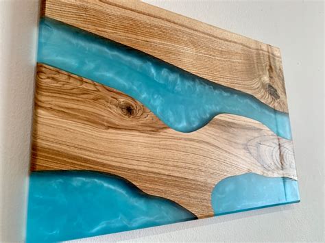 Epoxy Resin Wall Art Ocean Blue Wood Art Wood Home | Etsy