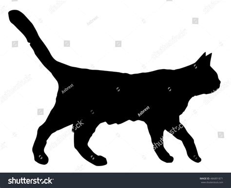 Walking Black Cat Silhouette: vector de stock (libre de regalías ...