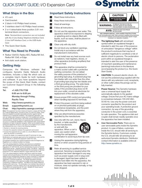 SYMETRIX I/O EXPANSION CARD QUICK START MANUAL Pdf Download | ManualsLib