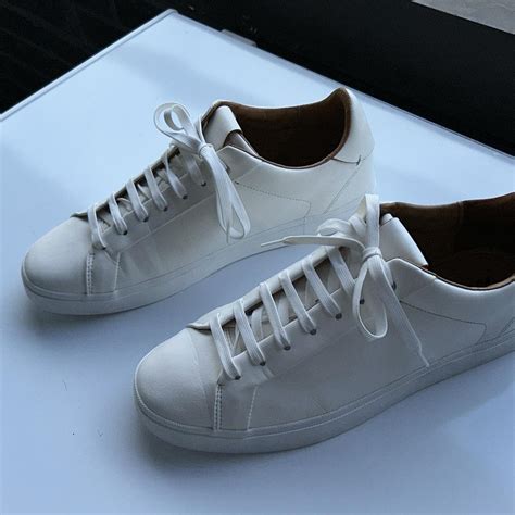 Zara white leather shoes Size 45 - Depop