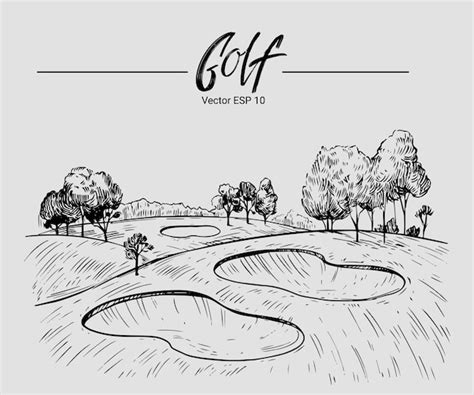 Premium Vector | Golf course. sketch vector illustration. golf club, golf tournament