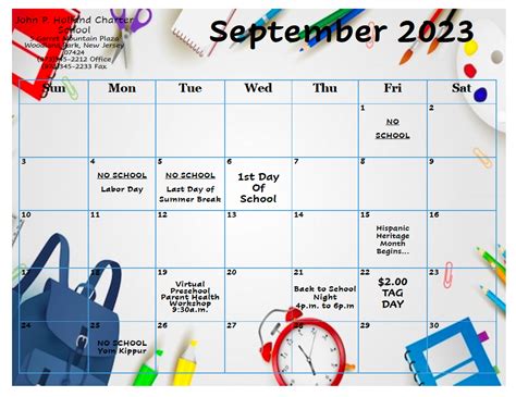 Monthly Calendar | John P. Holland Charter School