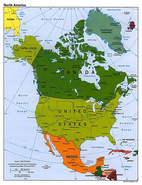 Detailed political map of North America with major cities - 1997 | North America | Mapsland ...