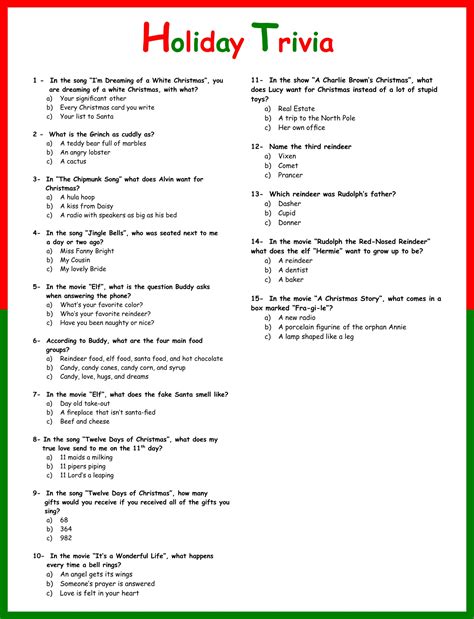 15 Best Free Printable Christmas Trivia Questions PDF for Free at ...