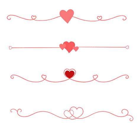 Heart Dividers Retro Lines Decorative Set Illustration, Heart Divider ...