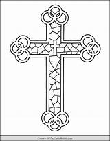 Cross Coloring Page  Stained Glass TheCatholicKidcom sketch template