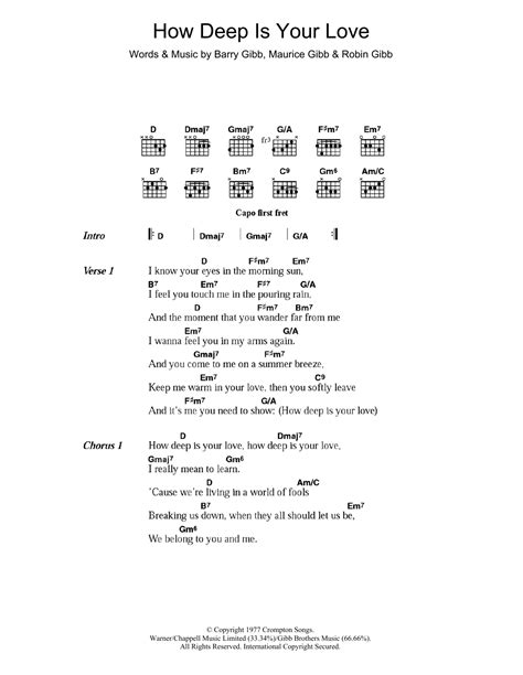 How Deep Is Your Love by Bee Gees - Guitar Chords/Lyrics - Guitar ...