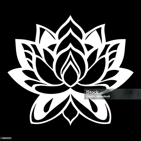 Lotus Flower Vector Icon Black And White Lotus Flower Vector Icon Stock ...