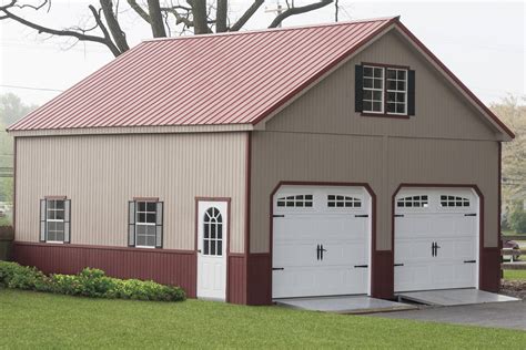 2-Story Double Wide Garage - Wood - Amish Backyard Structures