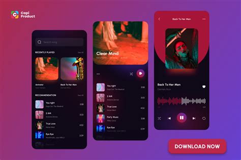 Music App - Dark mode & Magenta Color