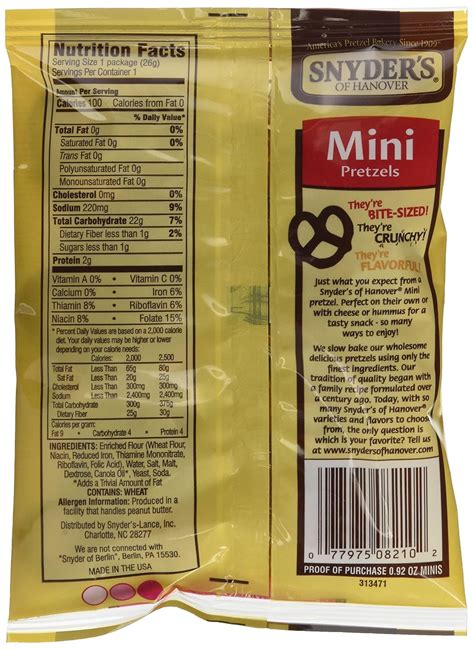 Pretzel Nutrition Facts Snyders | Besto Blog