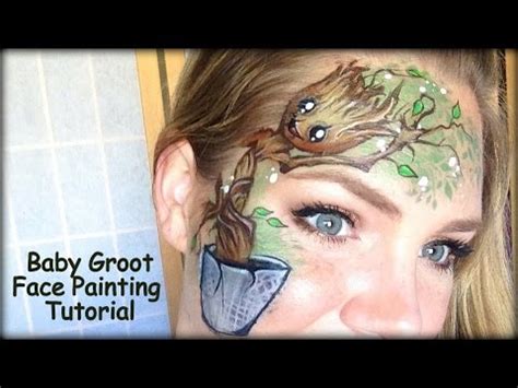 Baby Groot Face Painting using Kryvaline Face and Body Paint - YouTube