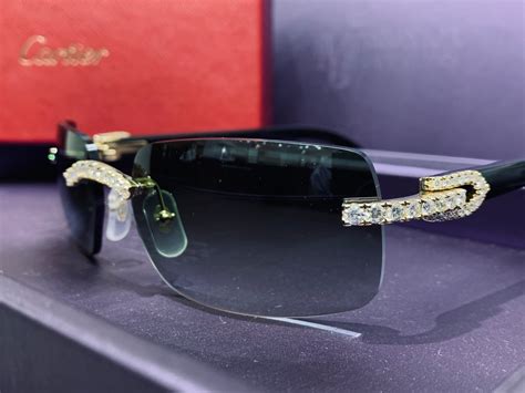 Cartier 5 carat Diamond Sunglasses Black Horn – Monica Jewelers