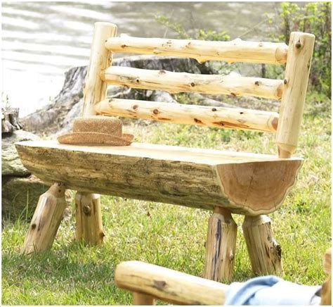 Build a Rustic Log Bench | Rustic dining furniture, Rustic log furniture, Outdoor wood