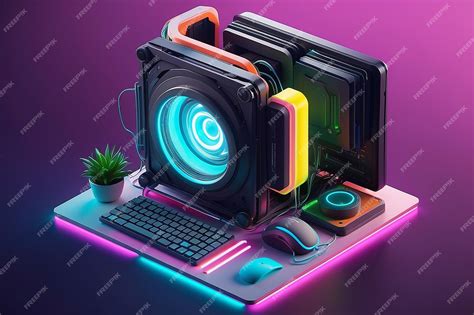 Premium Photo | Modern powerful RGB desktop PC computer in dark ...