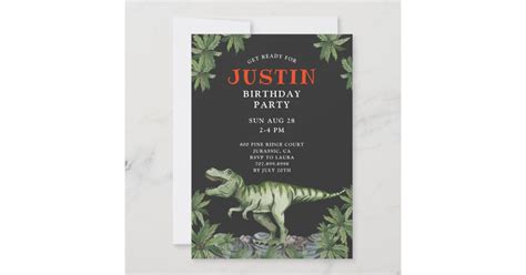 Dinosaur Boy's Birthday Party Invitation | Zazzle