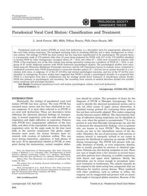 (PDF) Paradoxical vocal cord motion: Classification and treatment - DOKUMEN.TIPS