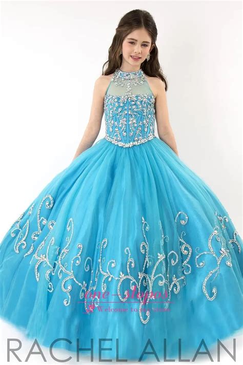 Girls Pageant Dress 2015 New Lovely Blue Ball Gown Kids Prom Dress Little Girl Party Dress for ...