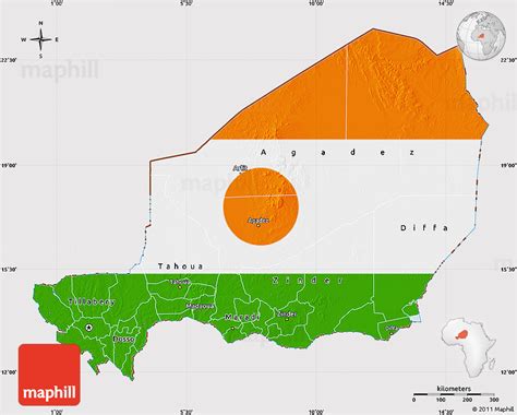 Flag Map of Niger, flag centered