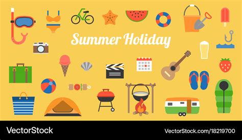 Big set of summer holiday activities icon Vector Image