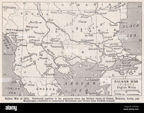 Vintage map of the Balkan War of 1912 Stock Photo - Alamy