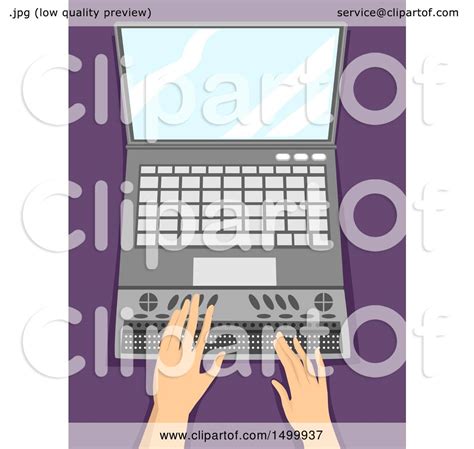 Clipart of a Pair of Hands Typing on a Braille Keyboard Laptop Computer ...