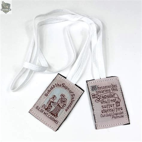 Brown Cloth Scapular with White Cord - Roman Catholic Gear