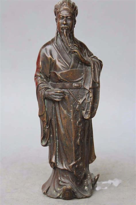 Chinese Brass Three Kingdoms Famous Strategist Zhuge Liang KongMing art Statue-in Statues ...