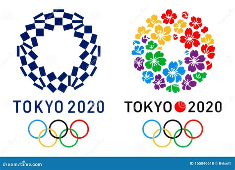 Official Logo of the 2020 Summer Olympic Games in Tokyo, and Logo of Tokyo Candidate City ...