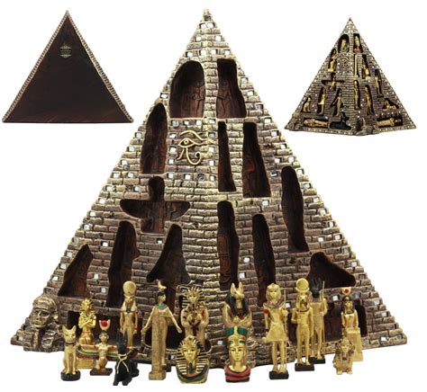 Buy Ebros Egyptian Monument Pyramid Display Statue Featuring 16 Miniature Gods Anubis Osiris ...