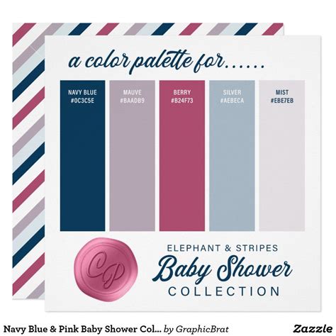 Navy Blue & Pink Baby Shower Color Palette Card #PregnancyInvitations #Pregnancy #Baby # ...