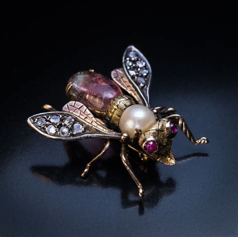 Antique Late 19th Century Jeweled Gold Insect Brooch - Antique Jewelry | Vintage Rings | Faberge ...