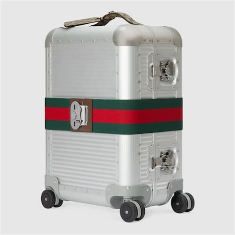 Gucci Porter cabin plus trolley with strap in silver aluminum | GUCCI® SG