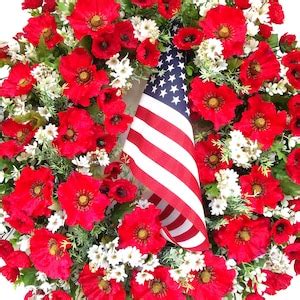 Patriotic Poppy Wreath Memorial Day Wreath 28 Summer - Etsy