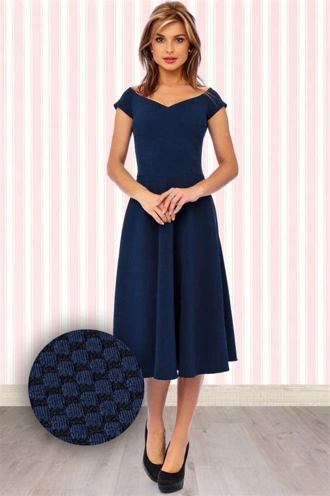 50s Sophie Fit and Flare Dress in Navy