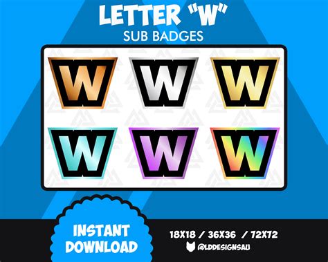 Twitch Sub Badges Bit Badges Letter w | Etsy Australia | Lettering, Letter w, Badge