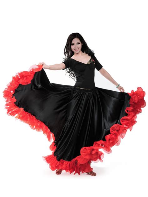 Costumes Costumes | Burgundy Dance Costumes Female Flamenco Dress Billowing Mesh Adults Spanish ...