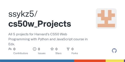 GitHub - ssykz5/cs50w_Projects: All 5 projects for Harvard's CS50 Web ...