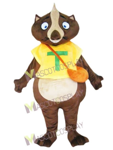 Wombat Mascot Costume in Yellow Shirt