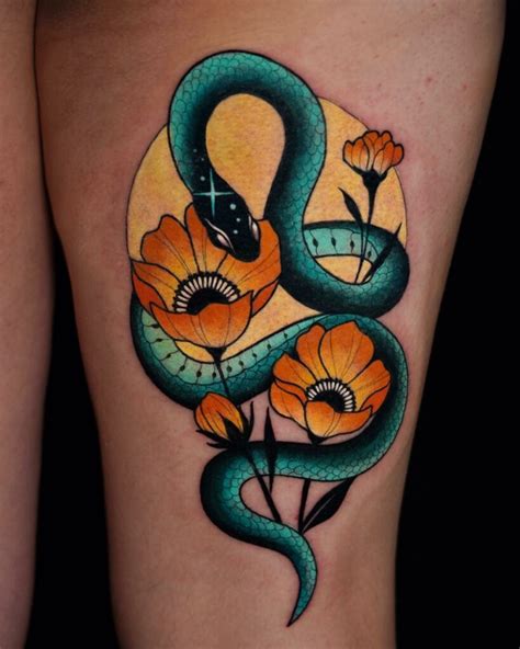 Top 57+ snake flowers tattoo latest - in.cdgdbentre